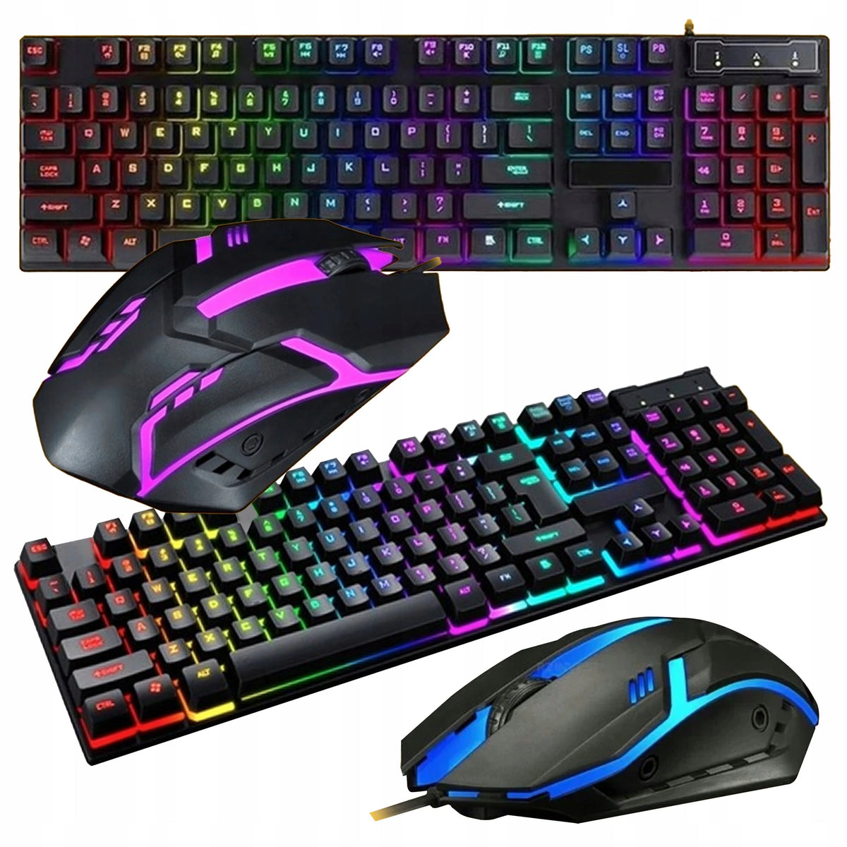 TF200 Zestaw Gamingowy Klawiatura Przewodowa + Mysz LED Podświetlenie RGB Anti-Ghosting