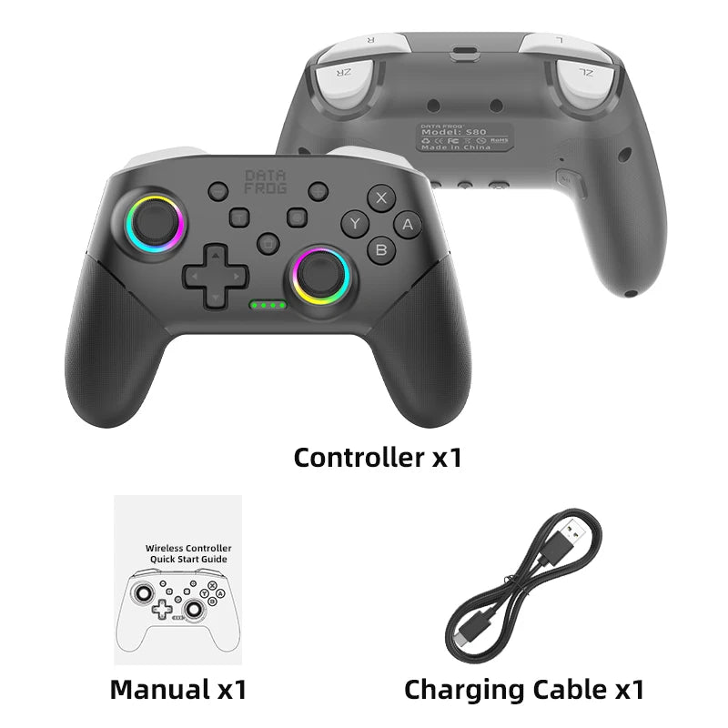 DATA FROG S80 – Bezprzewodowy Kontroler do Nintendo Switch / OLED / Lite / PC z RGB i Turbo