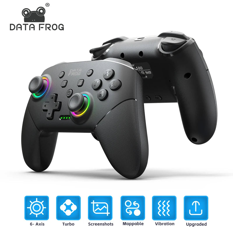 DATA FROG S80 – Bezprzewodowy Kontroler do Nintendo Switch / OLED / Lite / PC z RGB i Turbo
