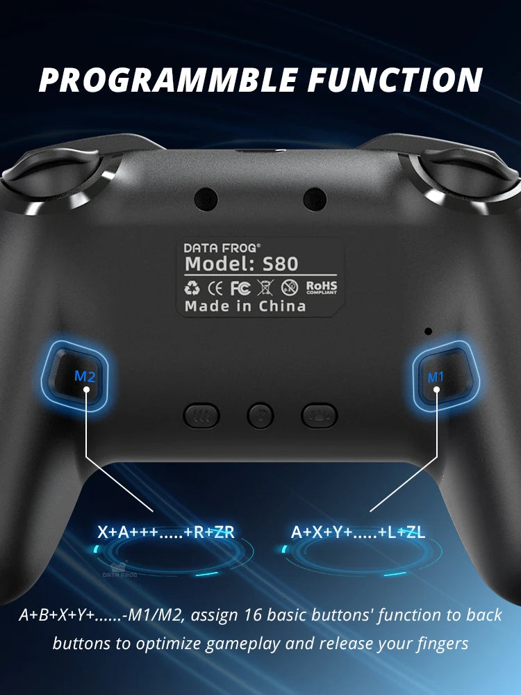 DATA FROG S80 – Bezprzewodowy Kontroler do Nintendo Switch / OLED / Lite / PC z RGB i Turbo