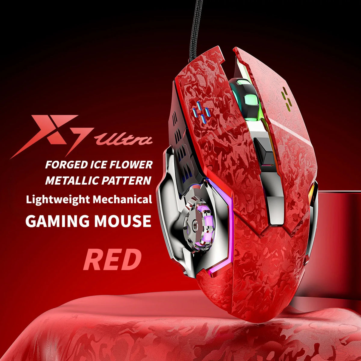 Vibe X7 – Przewodowa Mysz dla Graczy RGB 7200 DPI z Ergonomicznym Uchwytem