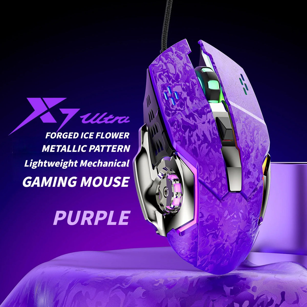 Vibe X7 – Przewodowa Mysz dla Graczy RGB 7200 DPI z Ergonomicznym Uchwytem