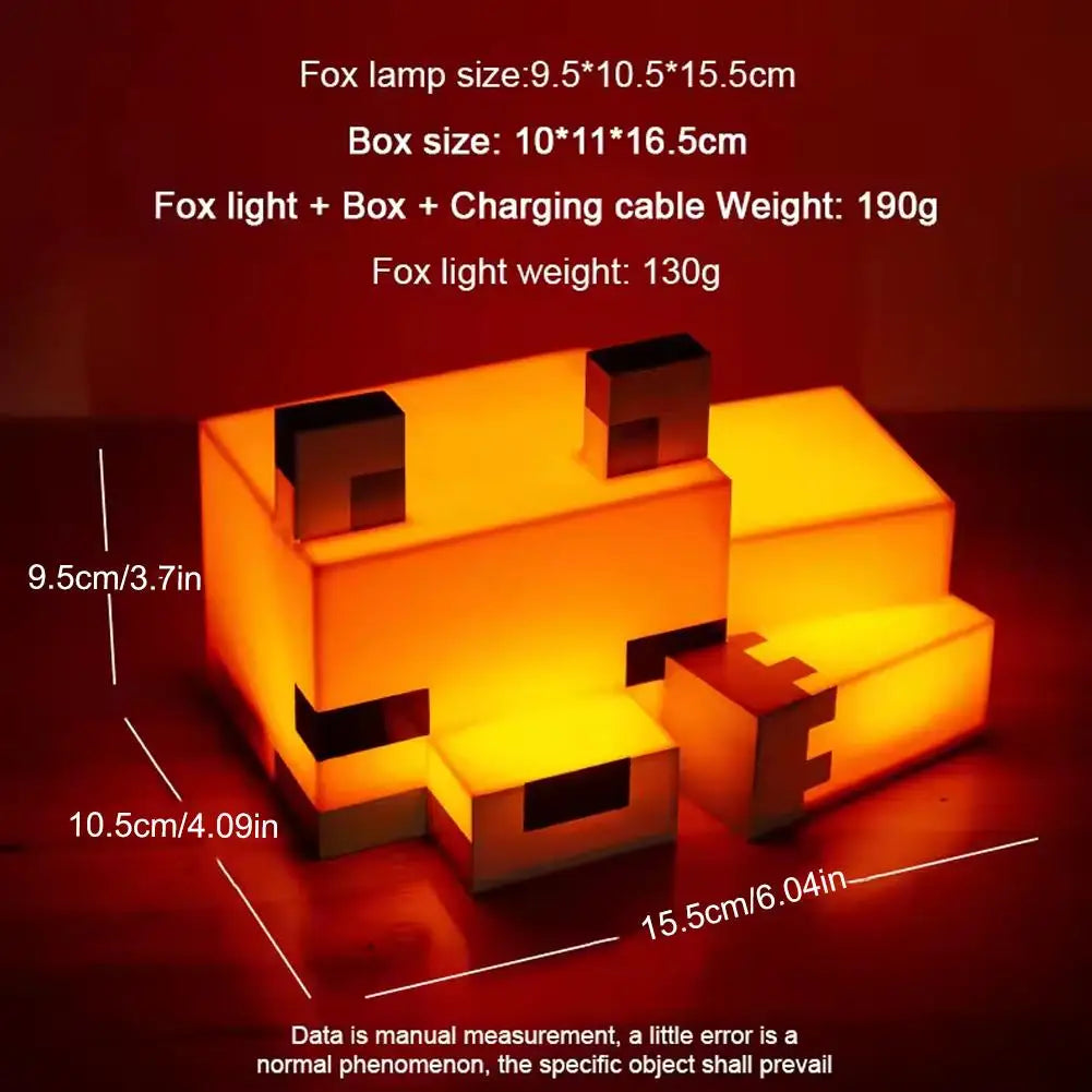 Lampka Nocna Lis LED USB — Dekoracja Gamingowa i Dziecięca, Miękkie Pomarańczowe Światło