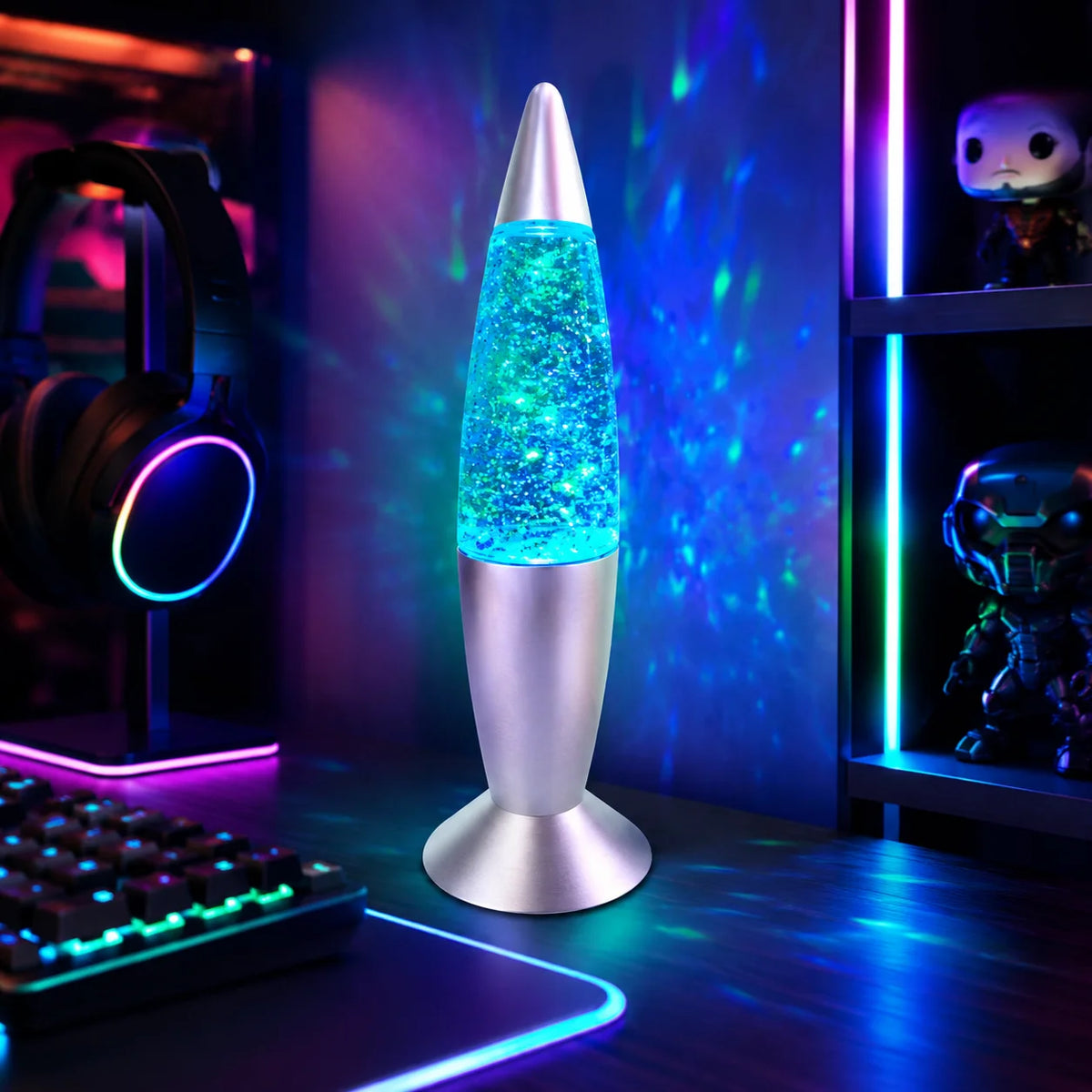 Lampka Rakieta LED RGB USB — Automatyczna Zmiana Kolorów, Lampka Nocna na Biurko Gaming