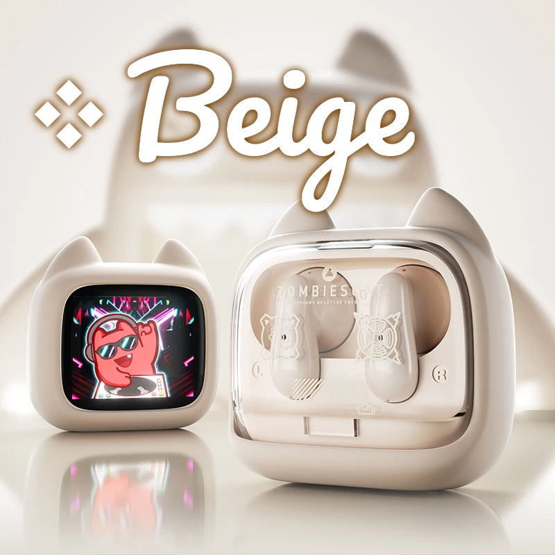 Zombies Cat B19 Słuchawki Bezprzewodowe TWS Bluetooth 6.0 z Ekranem Dotykowym LCD