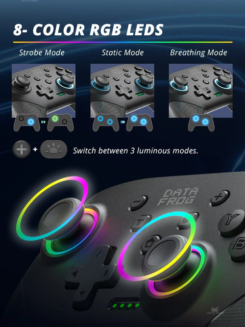 DATA FROG S80 – Bezprzewodowy Kontroler do Nintendo Switch / OLED / Lite / PC z RGB i Turbo
