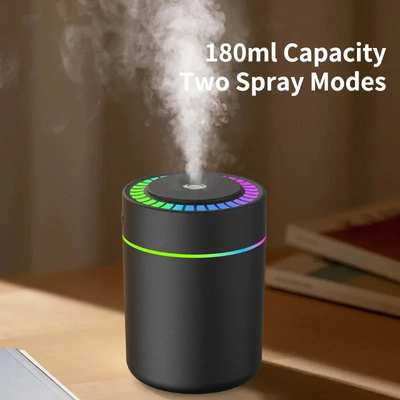 Mini Nawilżacz Powietrza USB 180ml z Aromaterapią i Podświetleniem LED — Dom, Samochód, Sypialnia