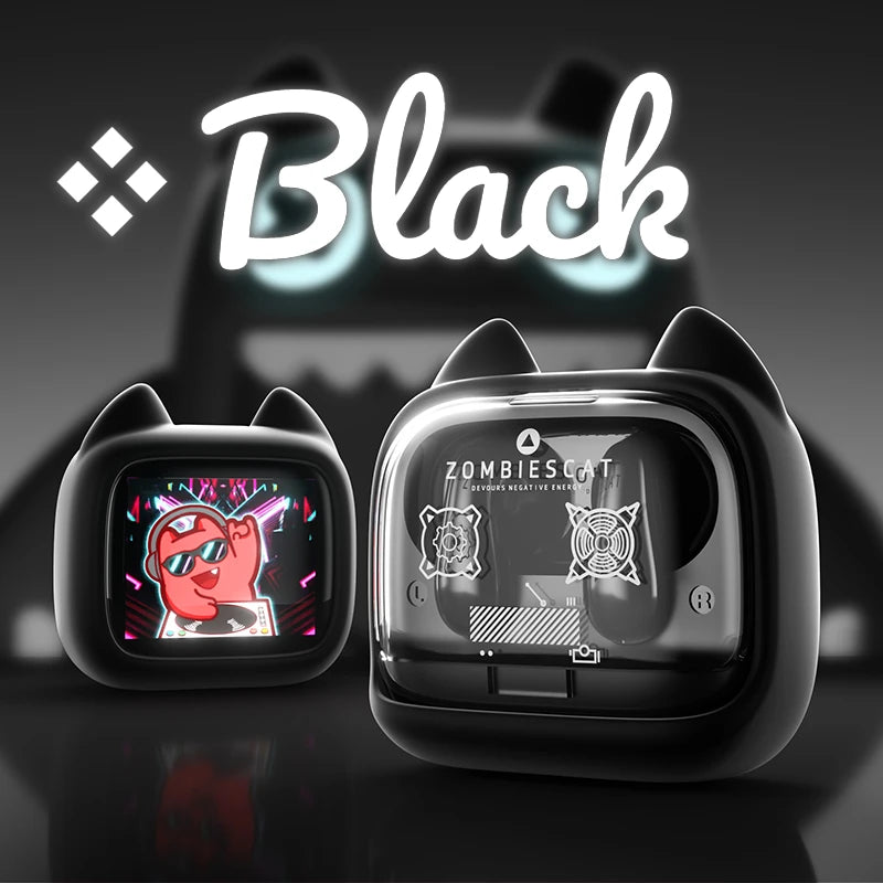Zombies Cat B19 Słuchawki Bezprzewodowe TWS Bluetooth 6.0 z Ekranem Dotykowym LCD