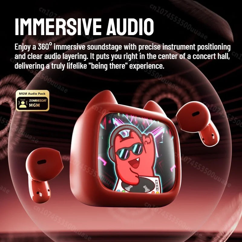 Zombies Cat B19 Słuchawki Bezprzewodowe TWS Bluetooth 6.0 z Ekranem Dotykowym LCD